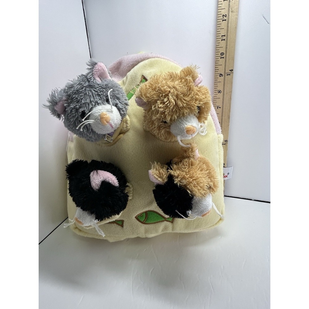 Unipak Cat House With 4 Stuffed Animal Cats in Play Kitten House Yellow